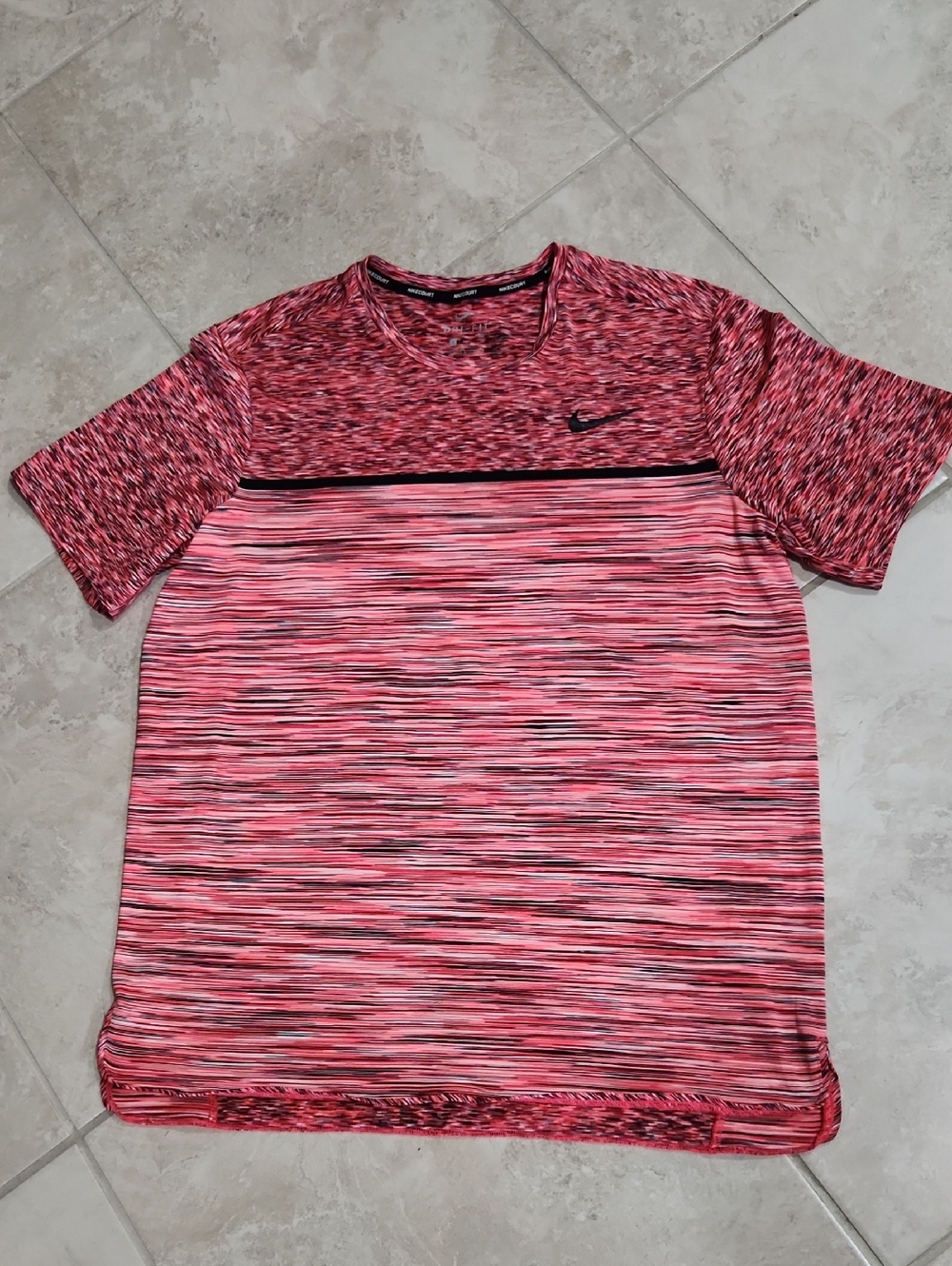 Nike Court Dri-Fit Women’s Pink Heathered Short Sleeve Training Shirt Size Large